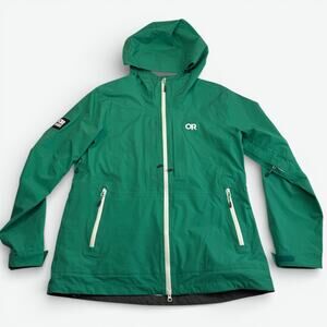 Outdoor Research Carbide Jacket Womens XL Green Hooded Rain Shell 277581